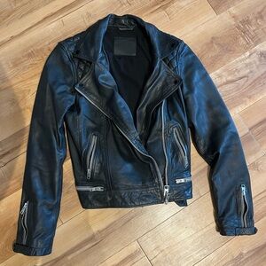 All Saints Black Leather Jacket, size 6